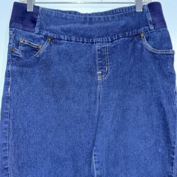 Woman Within Womens Blue Denim Stretch Jeans Size 12T Pull-On Style With Elastic - Picture 3 of 9